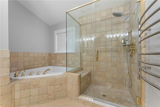 1002 Sunset Way, Menallen Twp, PA 15401 - bathroom featuring a garden tub, a stall shower, and tile patterned floors
