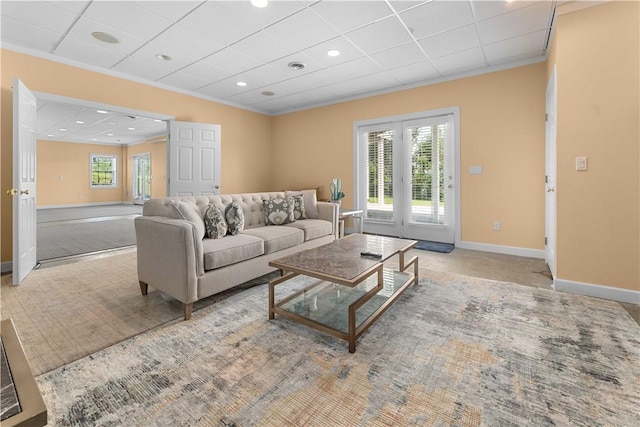1002 Sunset Way, Menallen Twp, PA 15401 - carpeted living room featuring baseboards and recessed lighting