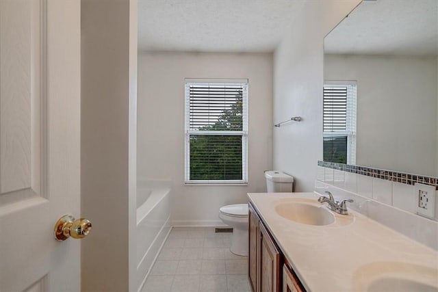 520 Panorama Dr, Cecil, PA 15317 - full bathroom with healthy amount of natural light, double vanity, a bath, and tile patterned flooring