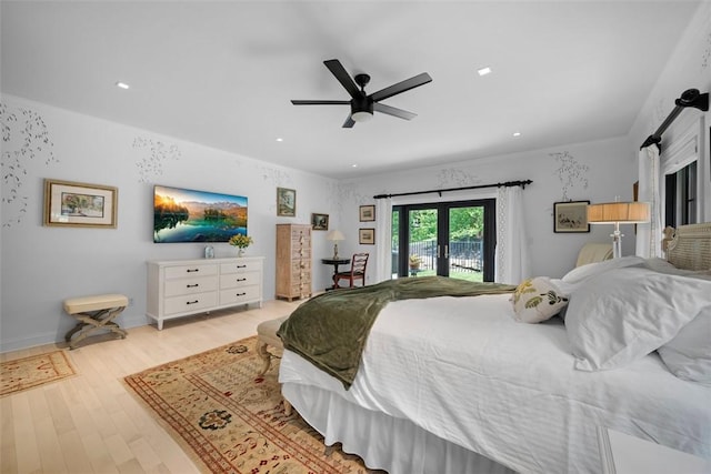 2356 Morrow Rd, Upper St Clair, PA 15241 - bedroom featuring access to outside, light wood-style floors, ceiling fan, and recessed lighting