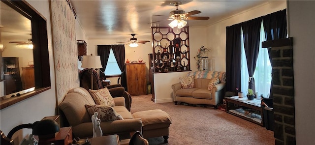 180 Pleasantview Dr, Ohioville, PA 15059 - living room featuring ceiling fan and carpet floors
