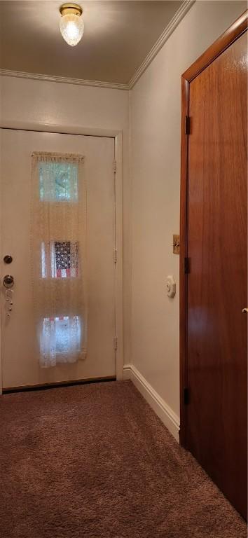 180 Pleasantview Dr, Ohioville, PA 15059 - doorway featuring crown molding and carpet floors