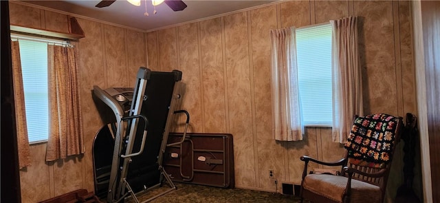 180 Pleasantview Dr, Ohioville, PA 15059 - workout area with ceiling fan and healthy amount of natural light