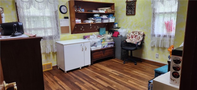 180 Pleasantview Dr, Ohioville, PA 15059 - home office featuring dark wood-type flooring and baseboards