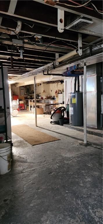 180 Pleasantview Dr, Ohioville, PA 15059 - unfinished basement with water heater