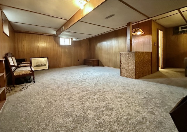 240 Reed St, Lower Burrell, PA 15068 - below grade area featuring carpet flooring and wood walls