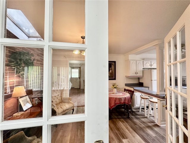 240 Reed St, Lower Burrell, PA 15068 - doorway featuring dark wood finished floors and a towering ceiling