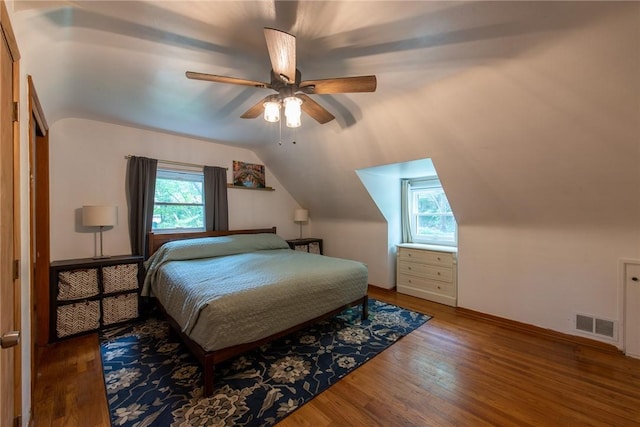 670 Lougeay Rd, Penn Hills, PA 15235 - bedroom featuring vaulted ceiling, wood finished floors, and ceiling fan