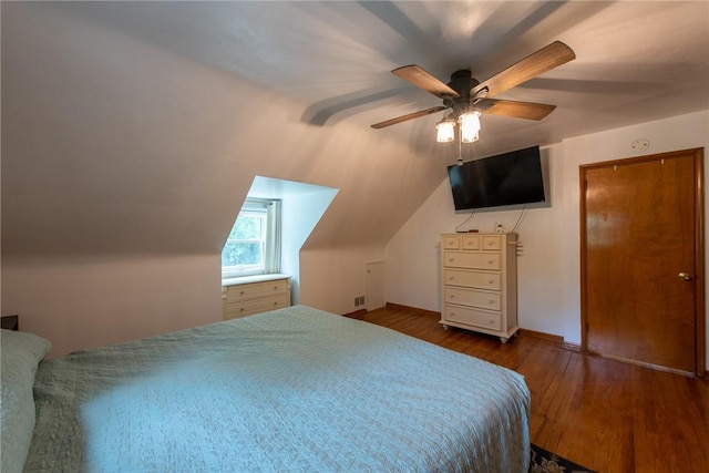 670 Lougeay Rd, Penn Hills, PA 15235 - bedroom featuring wood finished floors, lofted ceiling, and ceiling fan