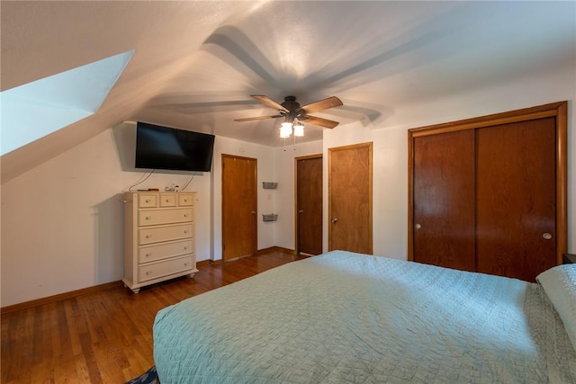 670 Lougeay Rd, Penn Hills, PA 15235 - bedroom featuring dark wood-style flooring, two closets, and ceiling fan
