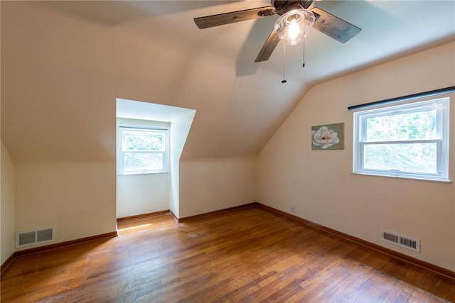 670 Lougeay Rd, Penn Hills, PA 15235 - additional living space featuring plenty of natural light, lofted ceiling, wood finished floors, and ceiling fan