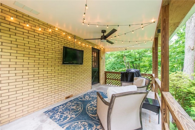 670 Lougeay Rd, Penn Hills, PA 15235 - view of patio / terrace with ceiling fan and grilling area