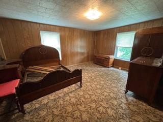 325 Back St, Mount Pleasant Twp Wml, PA 15666 - carpeted bedroom featuring wood walls