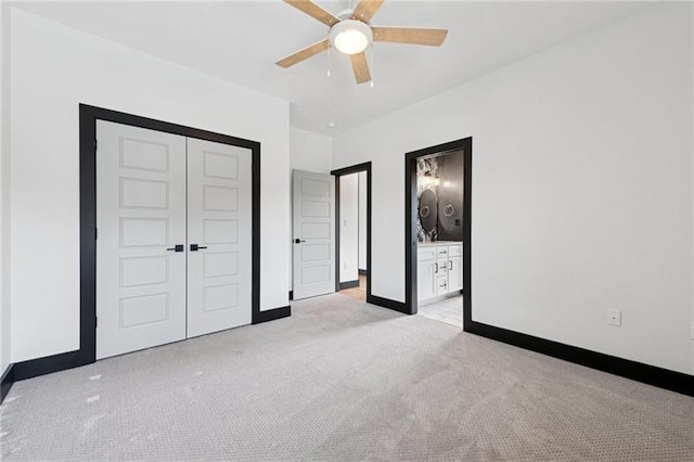 7858 Oscar Ct, North Huntingdon, PA 15642 - unfurnished bedroom with light carpet, a closet, ceiling fan, and ensuite bathroom