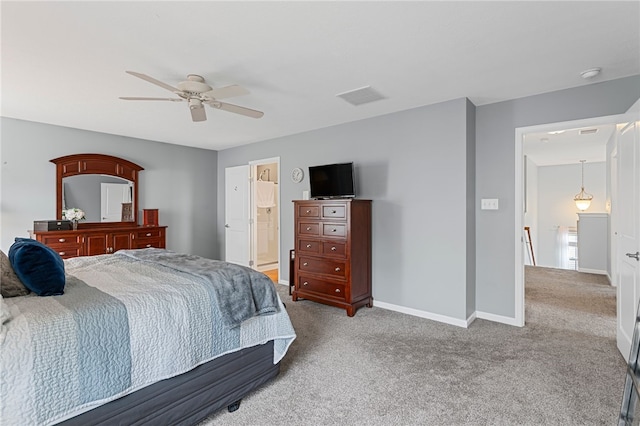 161 Buckingham Dr, Ohio Twp, PA 15237 - bedroom with carpet flooring, a ceiling fan, and connected bathroom