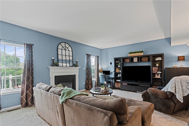 161 Buckingham Dr, Ohio Twp, PA 15237 - living room featuring carpet floors and a glass covered fireplace