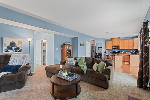 161 Buckingham Dr, Ohio Twp, PA 15237 - living area featuring light carpet and recessed lighting