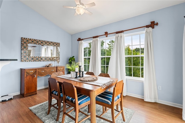 161 Buckingham Dr, Ohio Twp, PA 15237 - dining area featuring wood finished floors, lofted ceiling, and ceiling fan