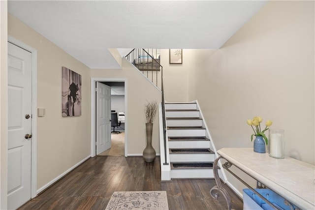 617 Woodcrest Dr, Robinson Twp Nwa, PA 15205 - foyer entrance with dark wood-style floors and stairs
