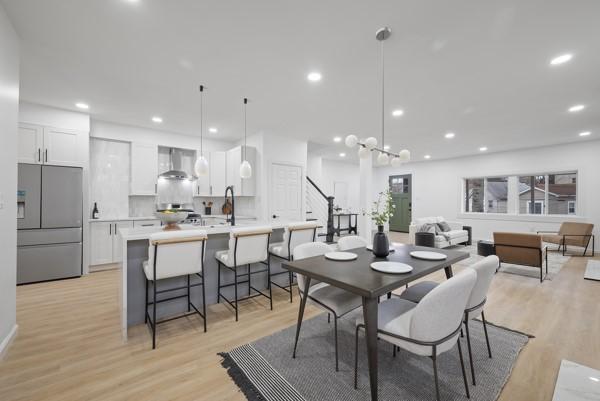 2356 Pittock St, Squirrel Hill, PA 15217 - dining space with light wood-type flooring and recessed lighting