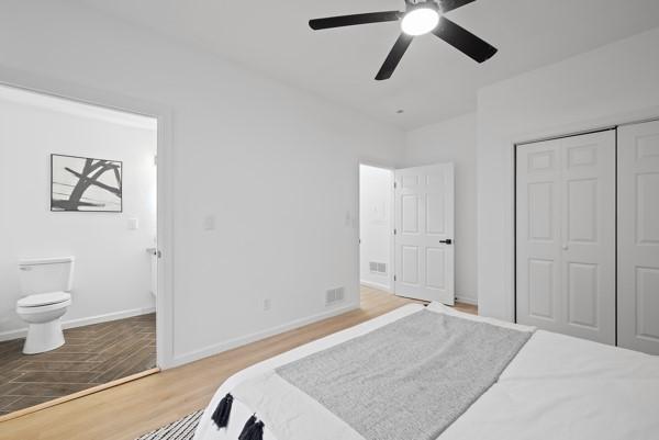 2356 Pittock St, Squirrel Hill, PA 15217 - bedroom with wood finished floors, a closet, and ceiling fan