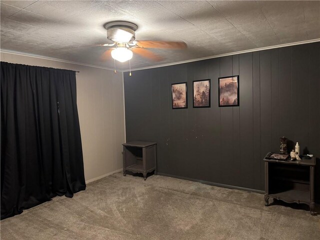 515 Pike Run Dr W, Pike Run Twp, PA 15427 - carpeted empty room featuring ceiling fan and ornamental molding