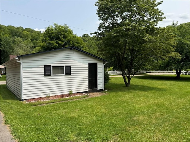 515 Pike Run Dr W, Pike Run Twp, PA 15427 - view of outdoor structure featuring a wooded view