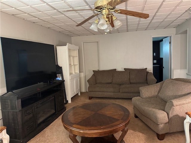 515 Pike Run Dr W, Pike Run Twp, PA 15427 - carpeted living room with ceiling fan
