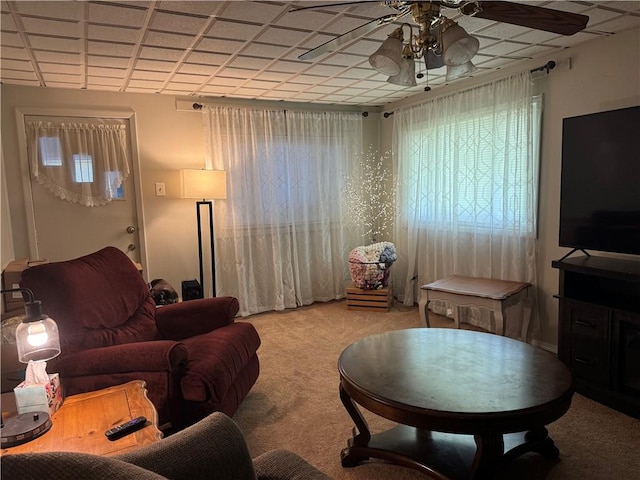 515 Pike Run Dr W, Pike Run Twp, PA 15427 - living area featuring ceiling fan and carpet