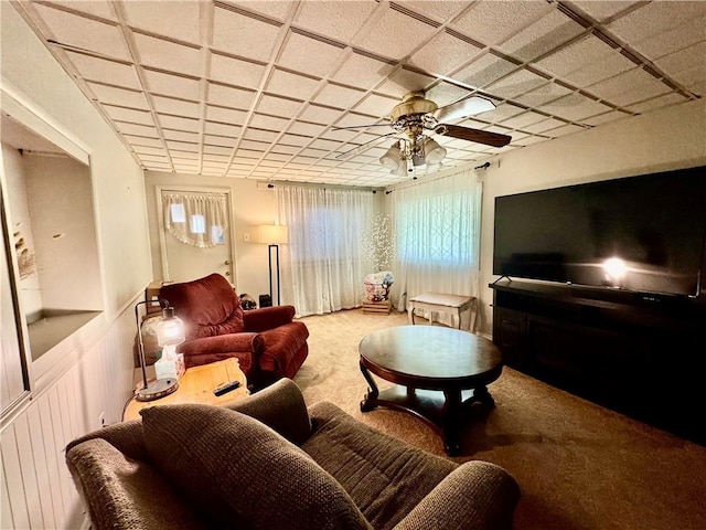 515 Pike Run Dr W, Pike Run Twp, PA 15427 - living room with carpet and a ceiling fan