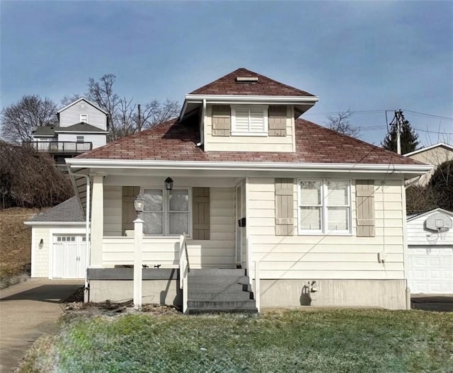 1604 Ross Hill Rd, Patterson Twp, PA 15010 - bungalow-style house featuring covered porch, an outdoor structure, and roof with shingles