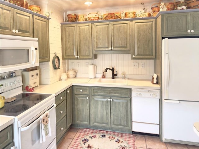 1604 Ross Hill Rd, Patterson Twp, PA 15010 - kitchen featuring white appliances, light countertops, and light tile patterned flooring