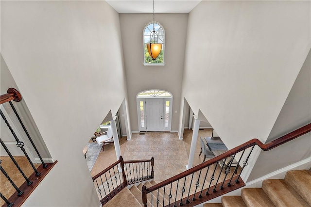 207 Eddie Lewis Dr, Pine Twp Nal, PA 15090 - foyer entrance with stairs and a towering ceiling