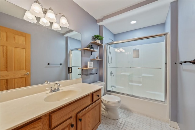 412 Hawthorn Rd, East Finley, PA 15323 - full bath featuring vanity, enclosed tub / shower combo, and a chandelier