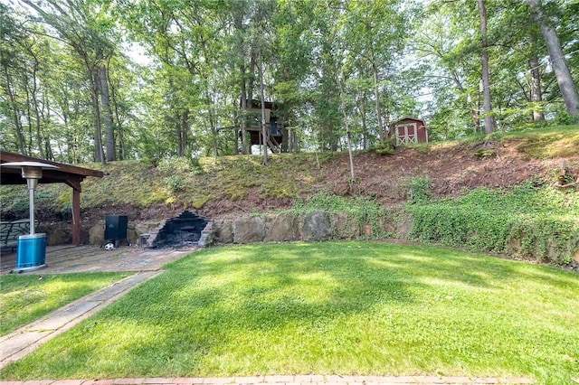 215 Columbia Dr, Center Twp Bea, PA 15001 - view of grassy yard with a shed
