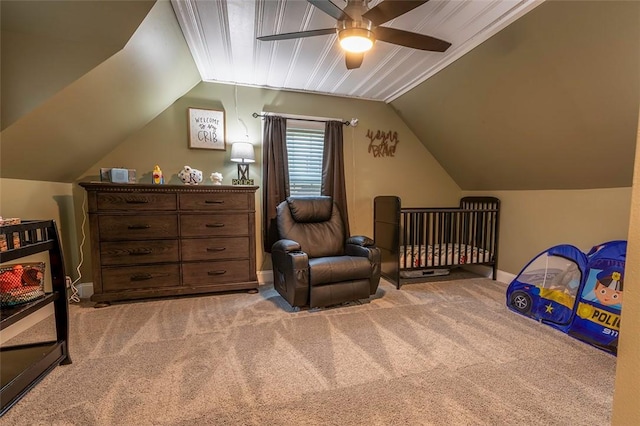 1283 Ashton Rd, Sharon, PA 16146 - bedroom featuring carpet, lofted ceiling, and a ceiling fan