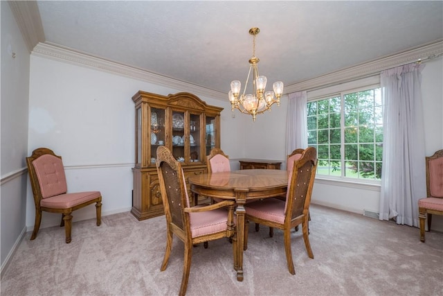 221 William Dr, North Strabane, PA 15317 - dining area with a chandelier, crown molding, and light carpet