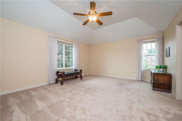 221 William Dr, North Strabane, PA 15317 - unfurnished room with plenty of natural light, a ceiling fan, light colored carpet, and vaulted ceiling