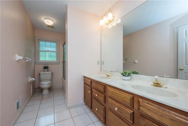 221 William Dr, North Strabane, PA 15317 - bathroom with double vanity, tile patterned flooring, and combined bath / shower with glass door