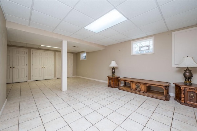 221 William Dr, North Strabane, PA 15317 - basement featuring a paneled ceiling and light tile patterned floors