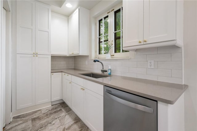 1463 Beechwood Blvd, Squirrel Hill, PA 15217 - kitchen with dishwasher, backsplash, white cabinetry, and recessed lighting