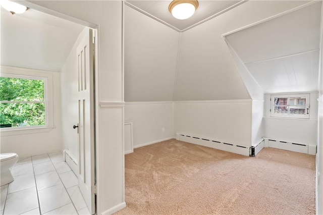 1463 Beechwood Blvd, Squirrel Hill, PA 15217 - additional living space with vaulted ceiling, carpet flooring, and a baseboard radiator