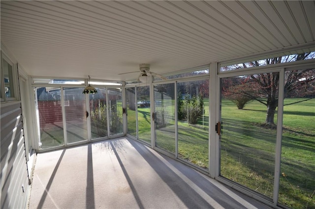 123 Jackson St, Harmony Boro But, PA 16037 - unfurnished sunroom featuring a ceiling fan and healthy amount of natural light