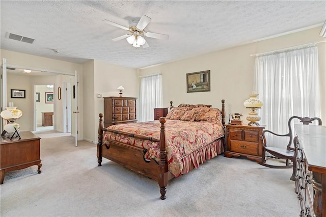 6032 Hawthorn Dr, Moon/Crescent Twp, PA 15108 - bedroom with light carpet, a textured ceiling, and ceiling fan