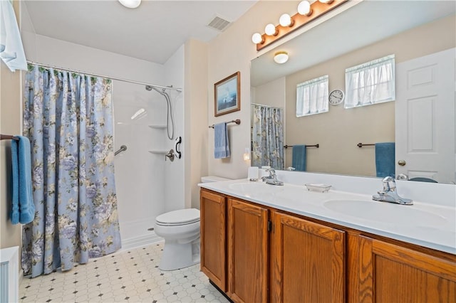 6032 Hawthorn Dr, Moon/Crescent Twp, PA 15108 - full bath featuring double vanity, a shower with shower curtain, and tile patterned floors