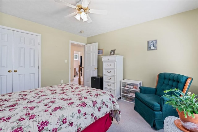 6032 Hawthorn Dr, Moon/Crescent Twp, PA 15108 - bedroom with carpet floors, a closet, and ceiling fan