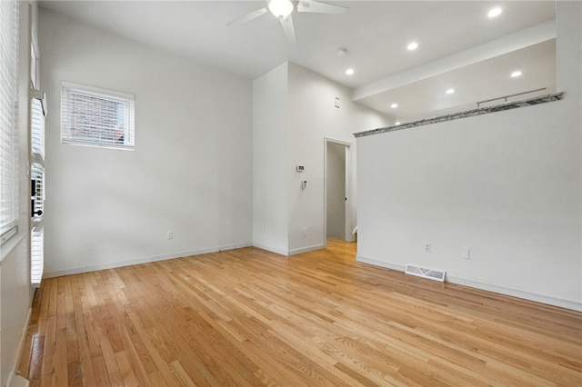 1606 Merriman Ct, South Side, PA 15203 - spare room featuring a ceiling fan, light wood-style floors, and recessed lighting