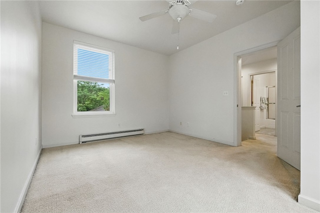 1606 Merriman Ct, South Side, PA 15203 - unfurnished bedroom featuring a baseboard radiator, carpet flooring, and a ceiling fan