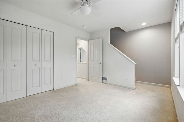 1606 Merriman Ct, South Side, PA 15203 - unfurnished bedroom featuring carpet, a closet, recessed lighting, and a ceiling fan