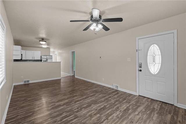 2960 Brevard Ave, Brentwood, PA 15227 - entryway with dark wood-type flooring, a ceiling fan, and healthy amount of natural light